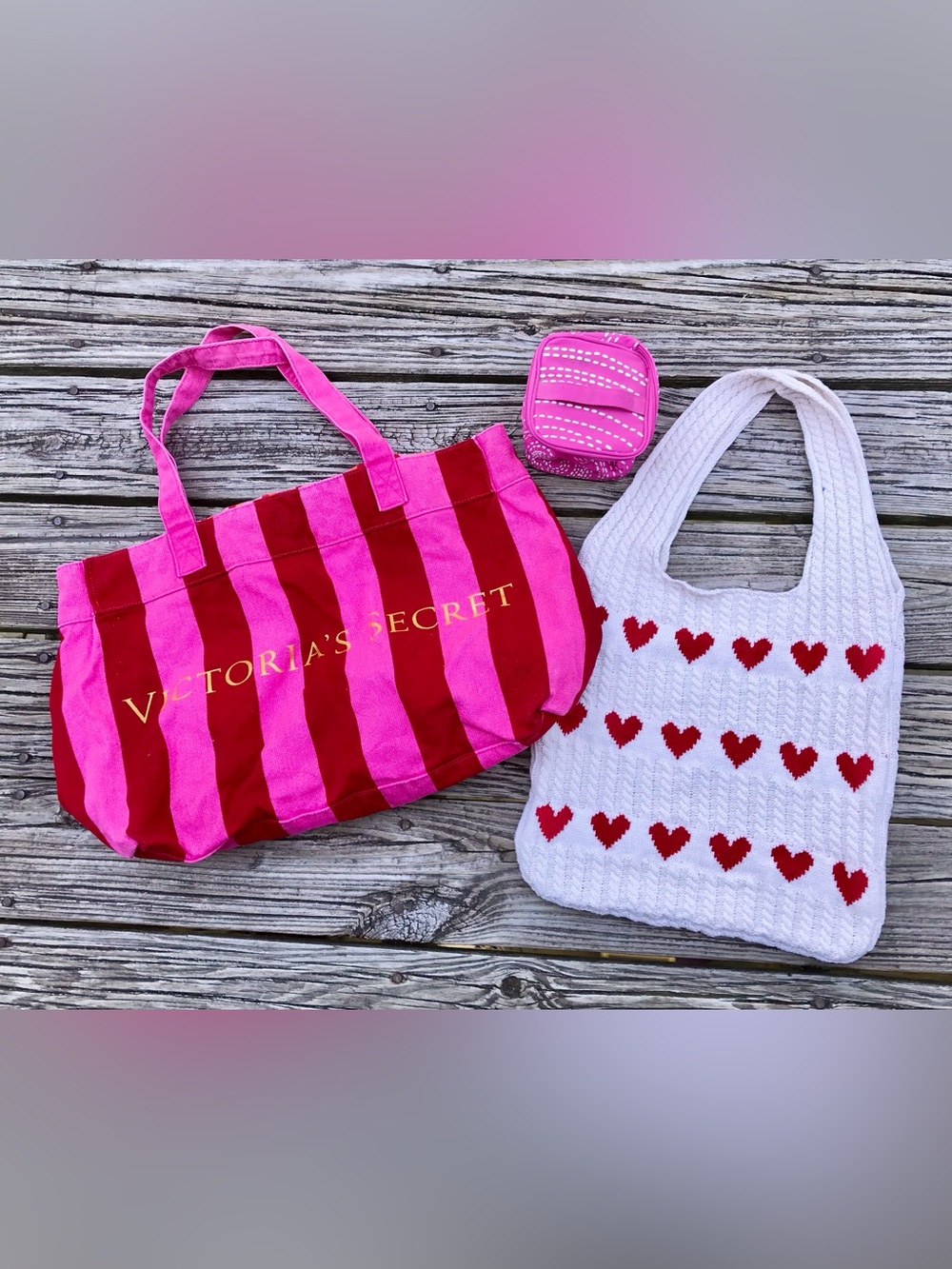 Mixed Bag Lot Travel Overnight Tote With Handles Victorias Secret Clinique Bag